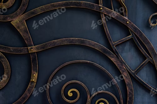 Preview: The fragment of forged metal products. close-up.