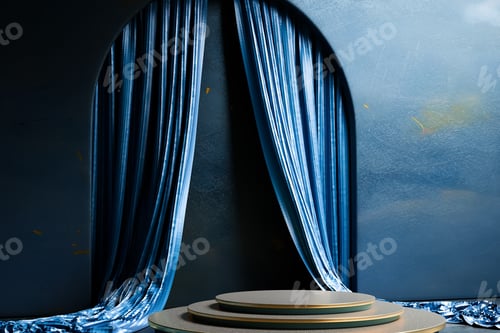 Preview: There exists a podium that features a tree right in the center of it, 3d render