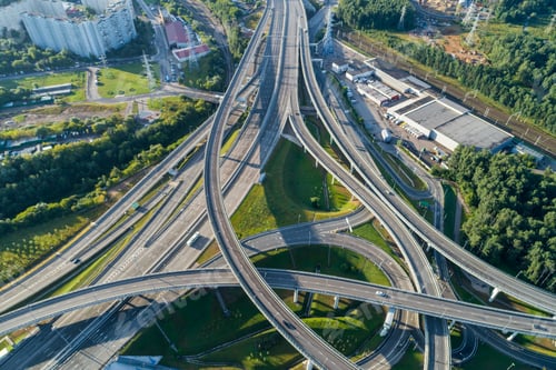 Preview: Complex overpass. Aerial vertical shot.