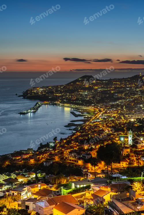 Preview: Cityscape of Funchal, Madeira at sunset