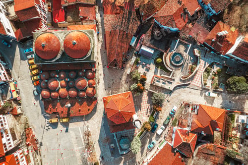 Preview: Aerial view of historic Ottoman and Turkish town Safranbolu view from drone.