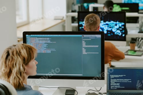 Preview: Female IT Specialist Programming On Computer In Office