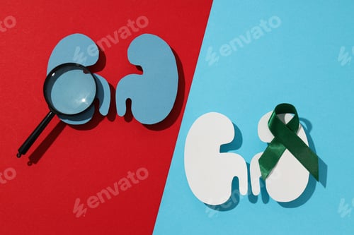 Preview: Health care concept, kidneys on a blue background.