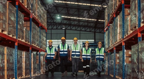 Preview: Diverse warehouse team create empowerment, confidence. Collaboration drives excellence in logistics