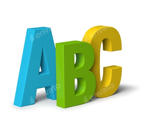 Preview: Colour letters ABC isolated on white 3D