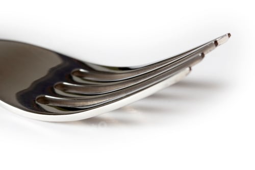 Preview: Tableware collection: Single fork with shadows. Closeup shot.