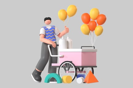 Preview: Celebration cart with balloons and figure