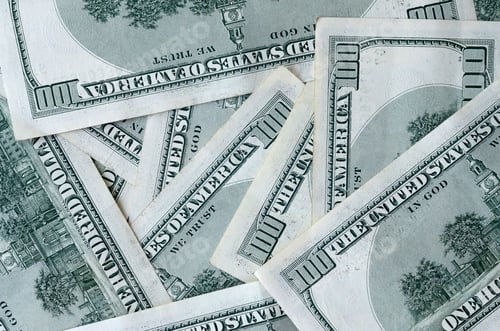 Preview: Abstract backdrop with many hundred dollar bills close up