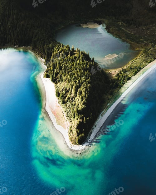 Preview: Aerial view of Sao Miguel island's coast, Azores, Portugal