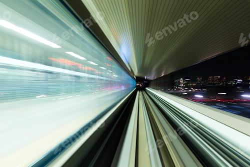 Preview: Blurred speed motion in urban highway road tunnel