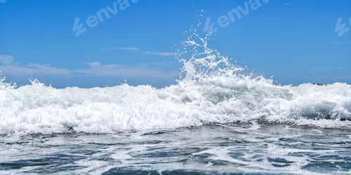 Preview: Blue sea and blue sky background. Summer sea and blue sky.