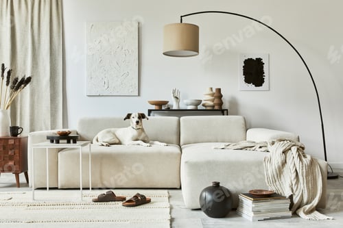 Preview: Stylish composition of cozy living room interior design