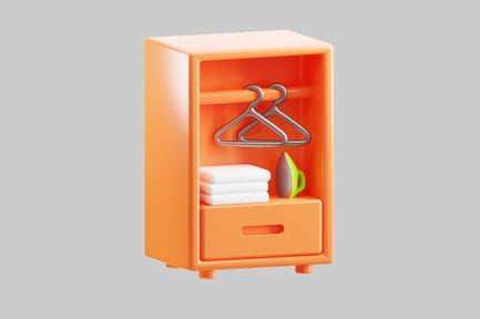Preview: Modern orange wardrobe cabinet with accessories
