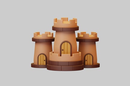 Preview: Miniature castle towers game asset