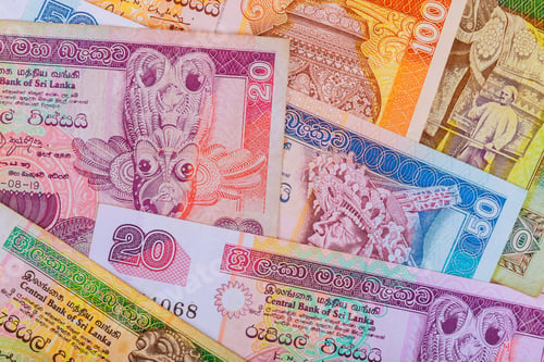 Preview: Sri Lanka rupee money from various composition denominations