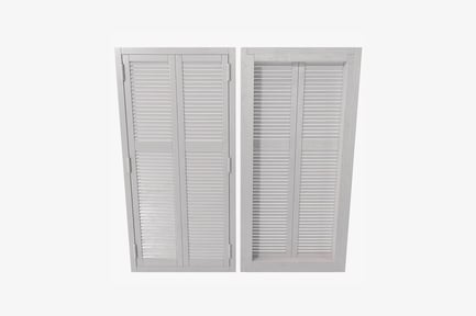 Preview: Closed white wooden louvered shutters