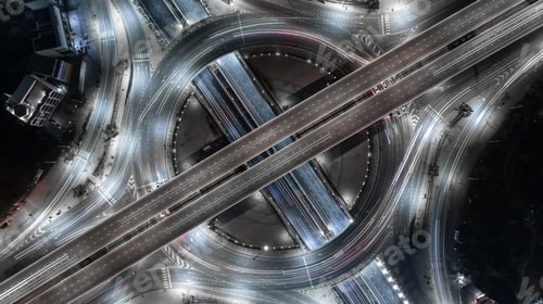 Preview: Aerial view elevated road and traffic junctions, Modern construction design traffic ways traffic jam