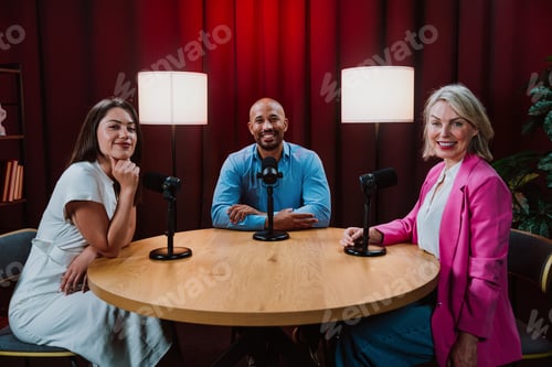Preview: People recording a podcast interview in studio