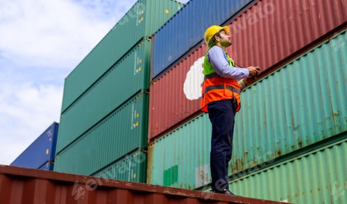 Preview: Warehouse engineer working at container yard