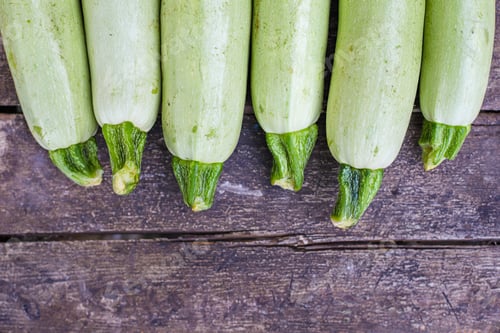Preview: Zucchini Fruits Fresh Harvest Portion Serving Food Background Top View Copy Space Organic Eating