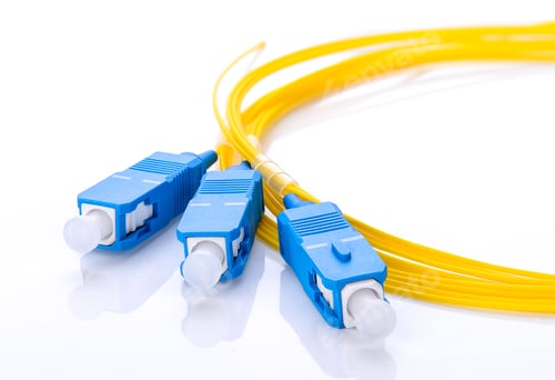 Preview: fiber optic coupler with SC connectors on white background