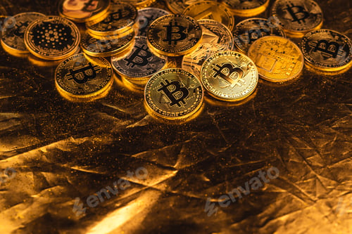 Preview: gold bitcoin and crypto coin background