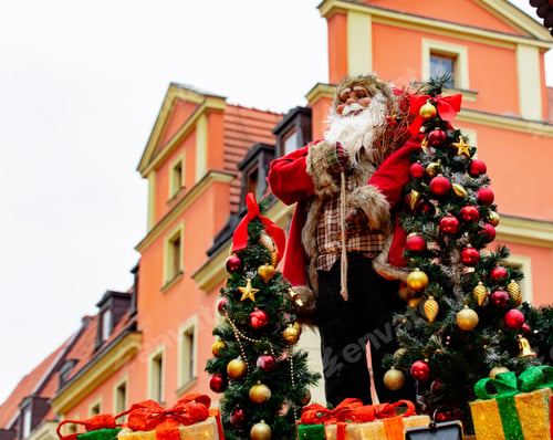 Preview: Santa Claus toy on Christmas market in Wroclaw, Poland