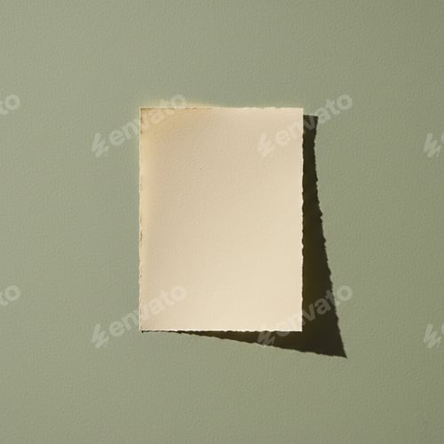 Preview: Blank paper template with soft shadow on pastel green surface