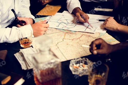 Preview: Group of people planning with the map