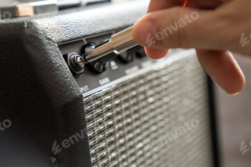 Preview: Close up of electric guitar amplifier