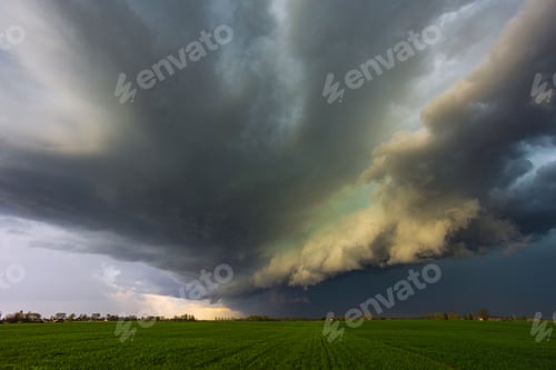 Preview: Dramatic storm clouds in the sky, dark severe storm clouds, supercell.