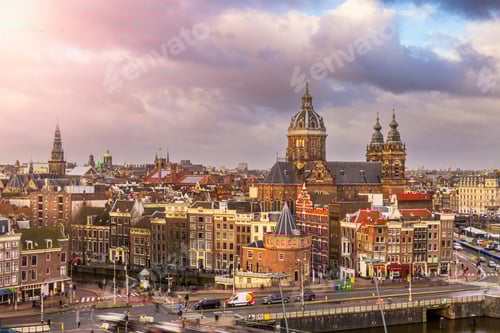 Preview: Amsterdam, Netherlands Old Town Cityscape