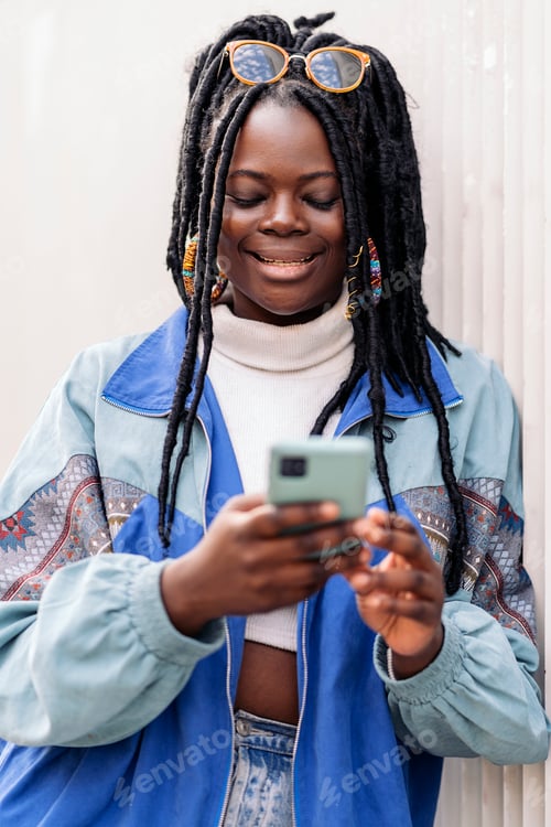 Preview: Cool Black Woman Using Phone