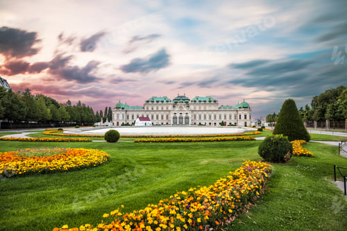 Preview: Belvedere palace at sunset in Vienna, Austria