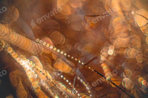 Preview: Golden streamers with sparkling glitter - Christmas holidays hackground