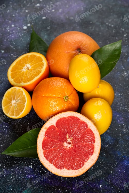 Preview: Vertical photo of fresh organic citrus fruits