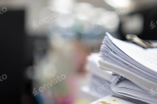 Preview: Stack of paper, Document, many jobs waiting to be done on the table, busy concept