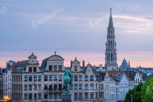 Preview: Mont des Arts on Cloudy Evening. Brussels, Belgium