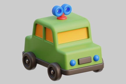 Preview: Green Toy Truck with Blue Eyes and Red Cover
