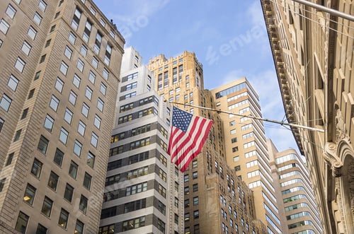Preview: American flag at Wall Street,New York