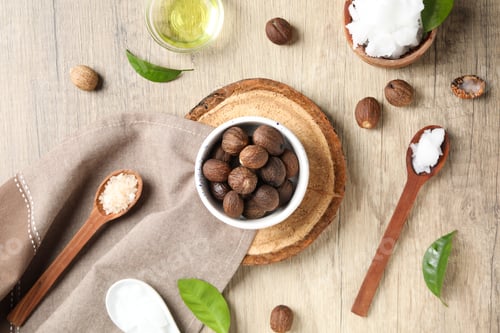 Preview: Concept of skin care cosmetics, Shea butter, top view
