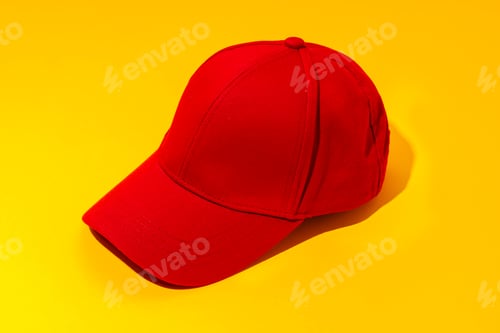 Preview: Baseball hat against yellow background in studio