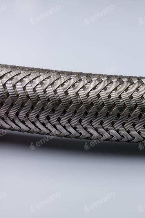 Preview: Stainless braided hose on white background