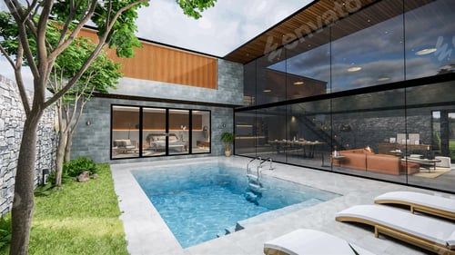 Modern Home with Pool and Glass Walls