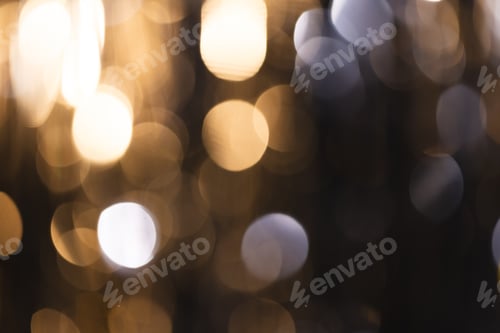 Preview: White and blue bokeh lights with copy space on dark background