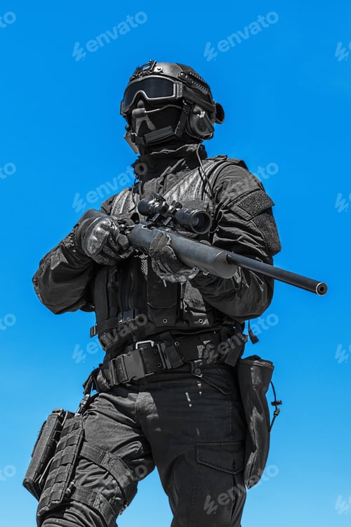 Preview: swat police operator with sniper rifle