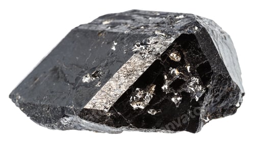 Preview: raw melanite black garnet crystal isolated