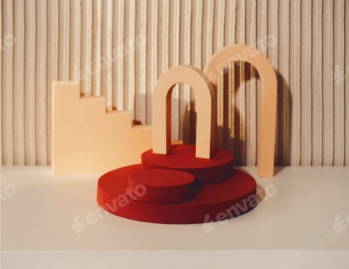 Preview: Empty abstract composition with podium for cosmetics product presentation,