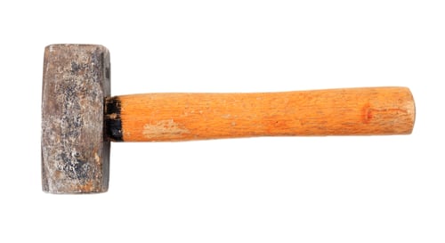 Preview: Old hammer isolated on white background, top view