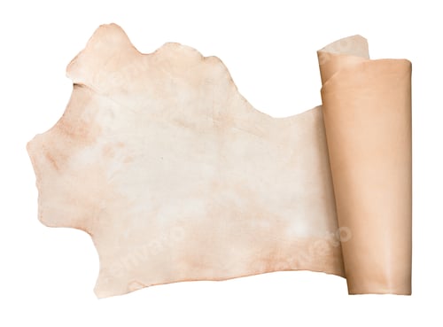 Preview: piece of vegetable-tanned cattle leather isolated